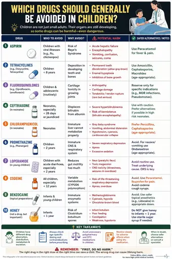 One-pager preview: Drugs to Avoid in Children